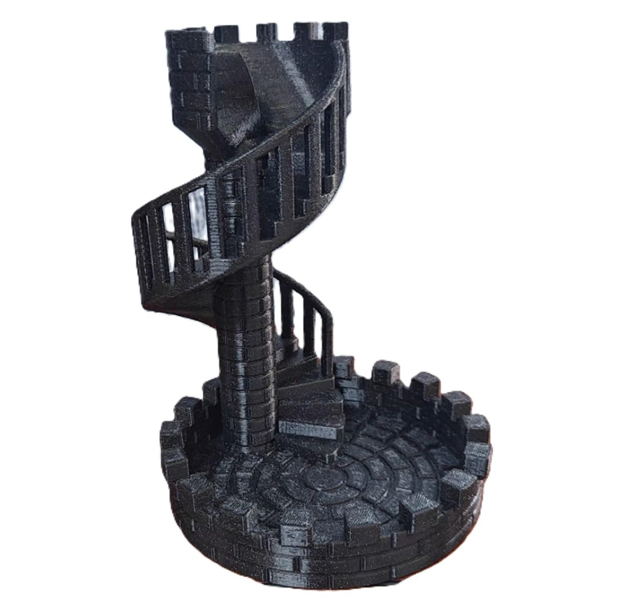 Spiral Stair DND Dice Tower and Tray, 3D-Printing Castle Dice Rolling Tower for Dragons and Dungeons D&D Tabletop RPG Games Bright Black