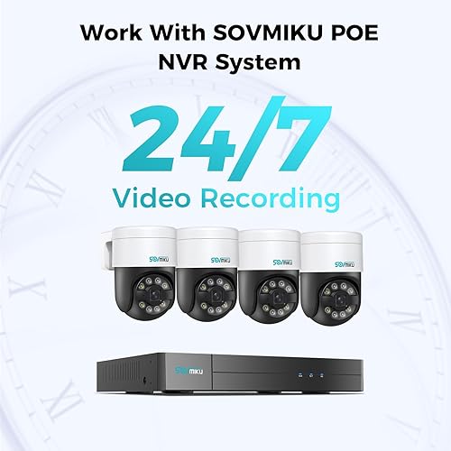 Miniatura 7 de SOVMIKU PTZ POE Cámara al aire libre, 5MP de detección humana de seguridad para el hogar, seguimiento automático, visión nocturna a color,