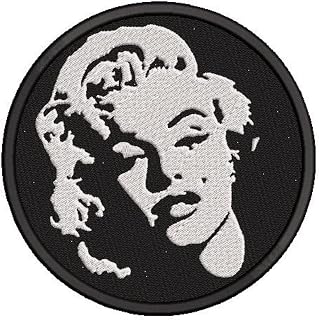 Marilyn Monroe embroidered patch. 82mm (3.25 inch) round iron/sew on.