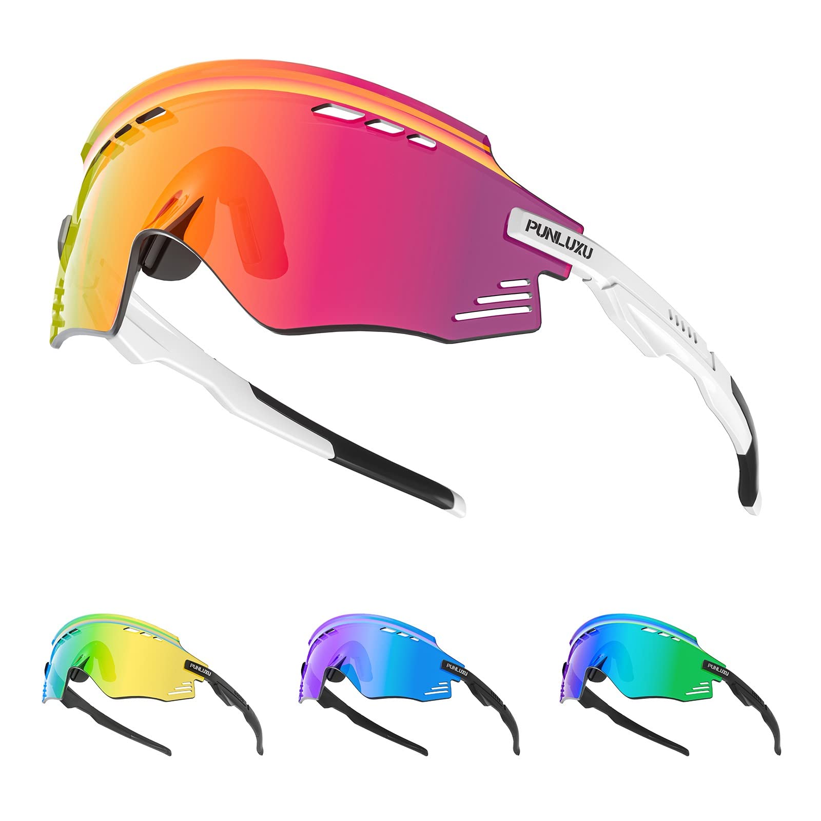 PUNLUXU Gafas de Ciclismo Polarizadas Gafas de Sol Mtb Bicicleta de Montaña Hombres Mujeres Deportivas Béisbol Correr