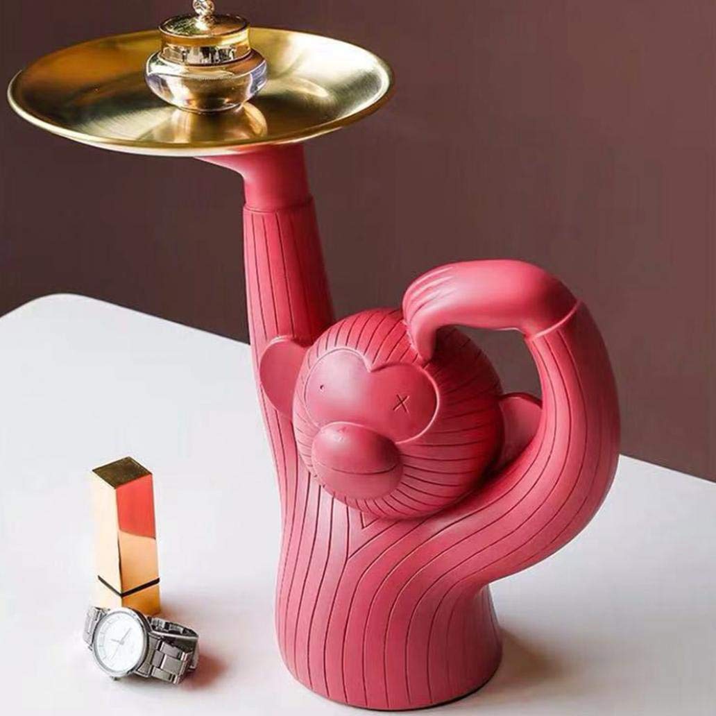 Ornamento per arredamento, carino scimmietta frutta torta dessert caramelle stoccaggio artigianato regalo ornamento casa soggiorno scrivania accessori decorazione -rosa rosso-s