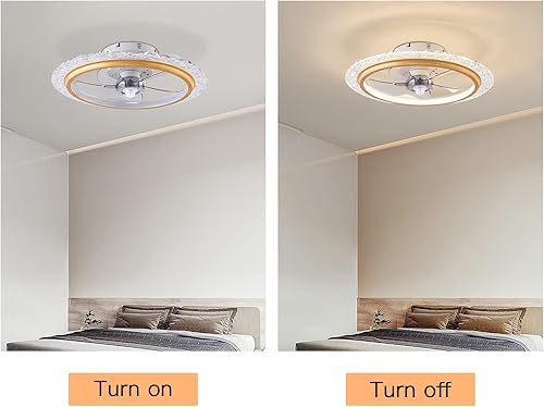 Miniatura 5 de Ventilador de techo de 19 pulgadas con luces LED regulables con control remoto, velocidad de viento de 6 niveles, 5 aspas invisibles, montaje