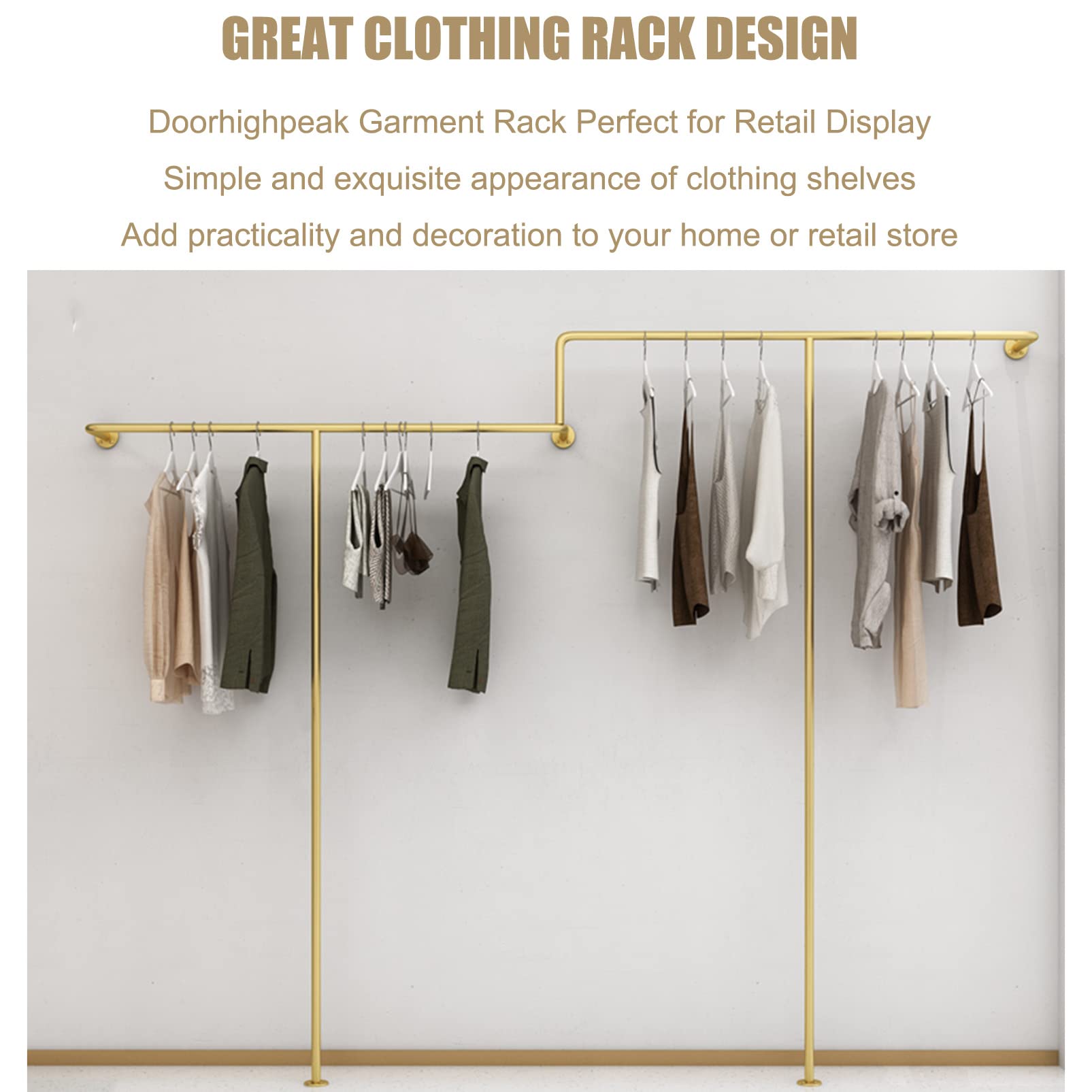 Negozio di Abbigliamento Espositori creativi Appendiabiti, Portico d'ingresso Organizzazione Appendiabiti da Appendere, Appendiabiti da Parete Borsa per Scarpe Scaffale per Tubi