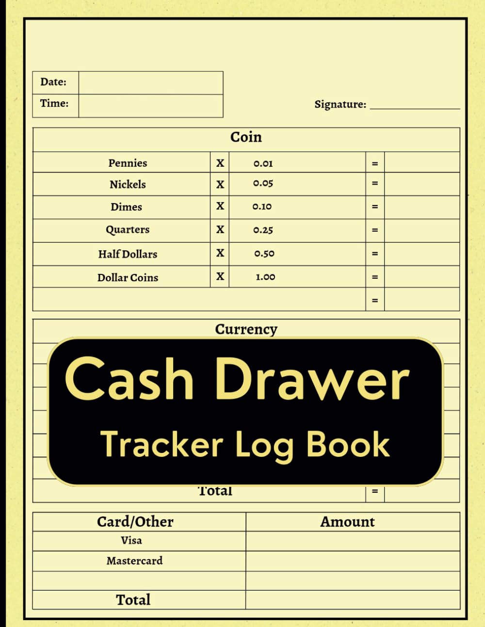 Cash Drawer Tracker Log Book Logbook To Record & Organize