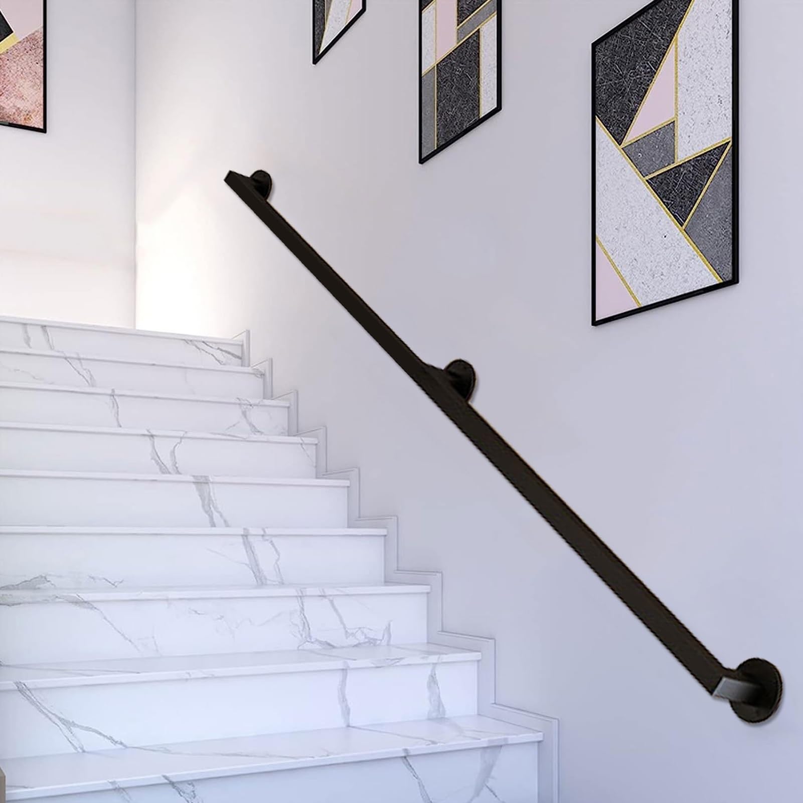 Tuyau en fer galvanisé antidérapant pour rampe d'escalier murale