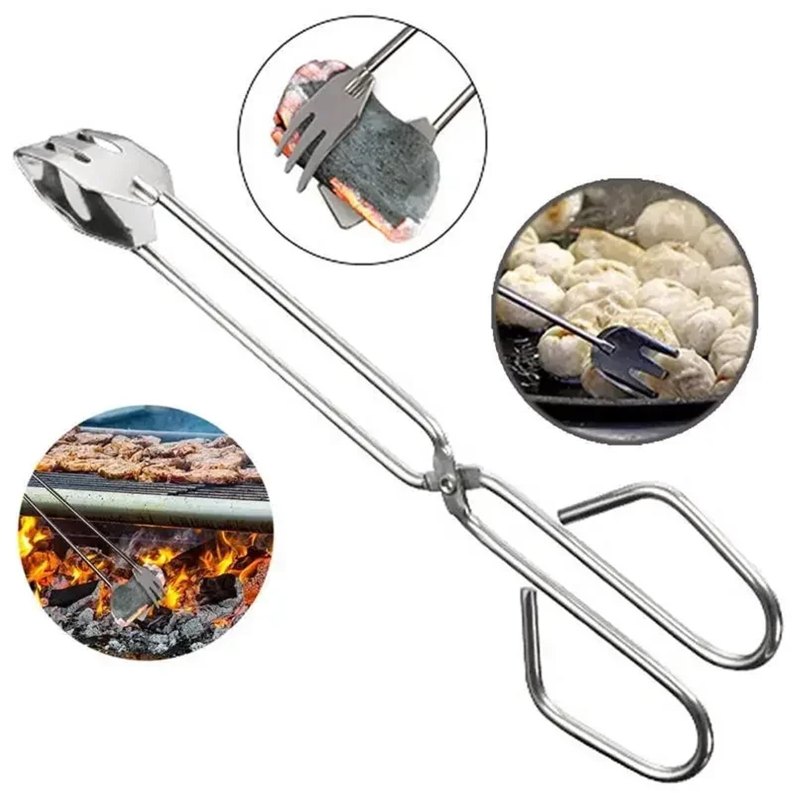 Feuerzange, Feuerstellenzange, Grillwerkzeuge, Edelstahl, Scherentyp, Grillzubehör, tragbare Zange für den Außenbereich