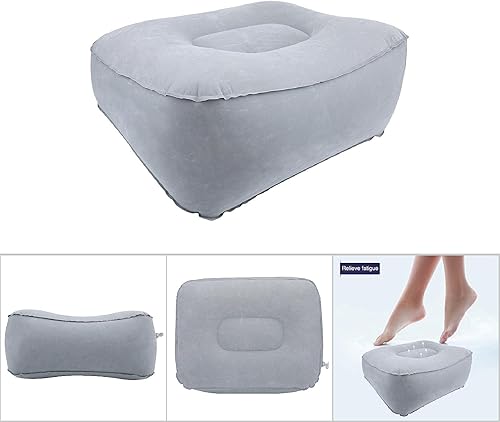 Miniatura 4 de Almohada inflable para reposapiés de viaje para avión, tren, automóvil, oficina, hogar, cama de apoyo de piernas de inflado rápido con bomba para