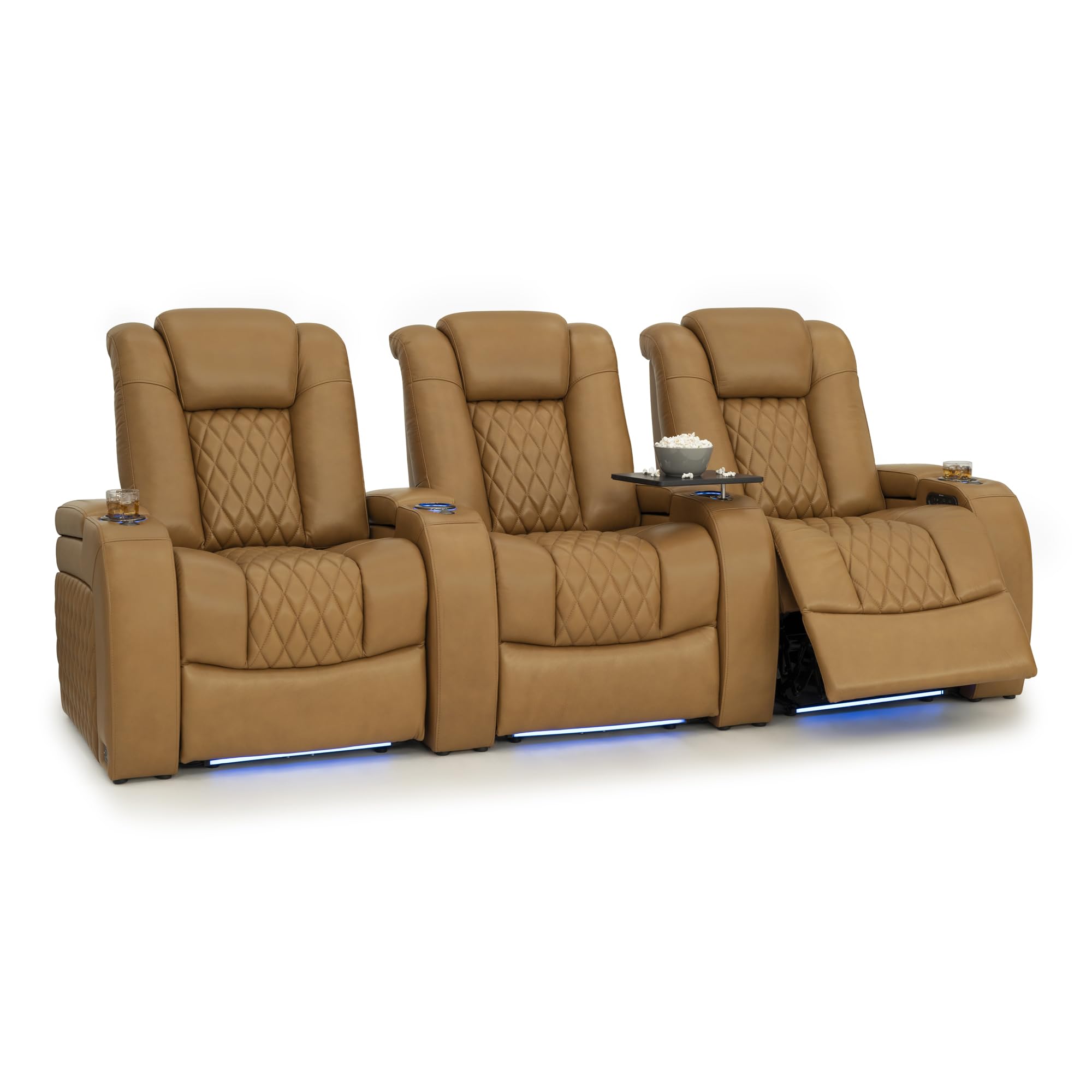 Seatcraft Diamante Home Theater Seating Tan Oak Row of 3