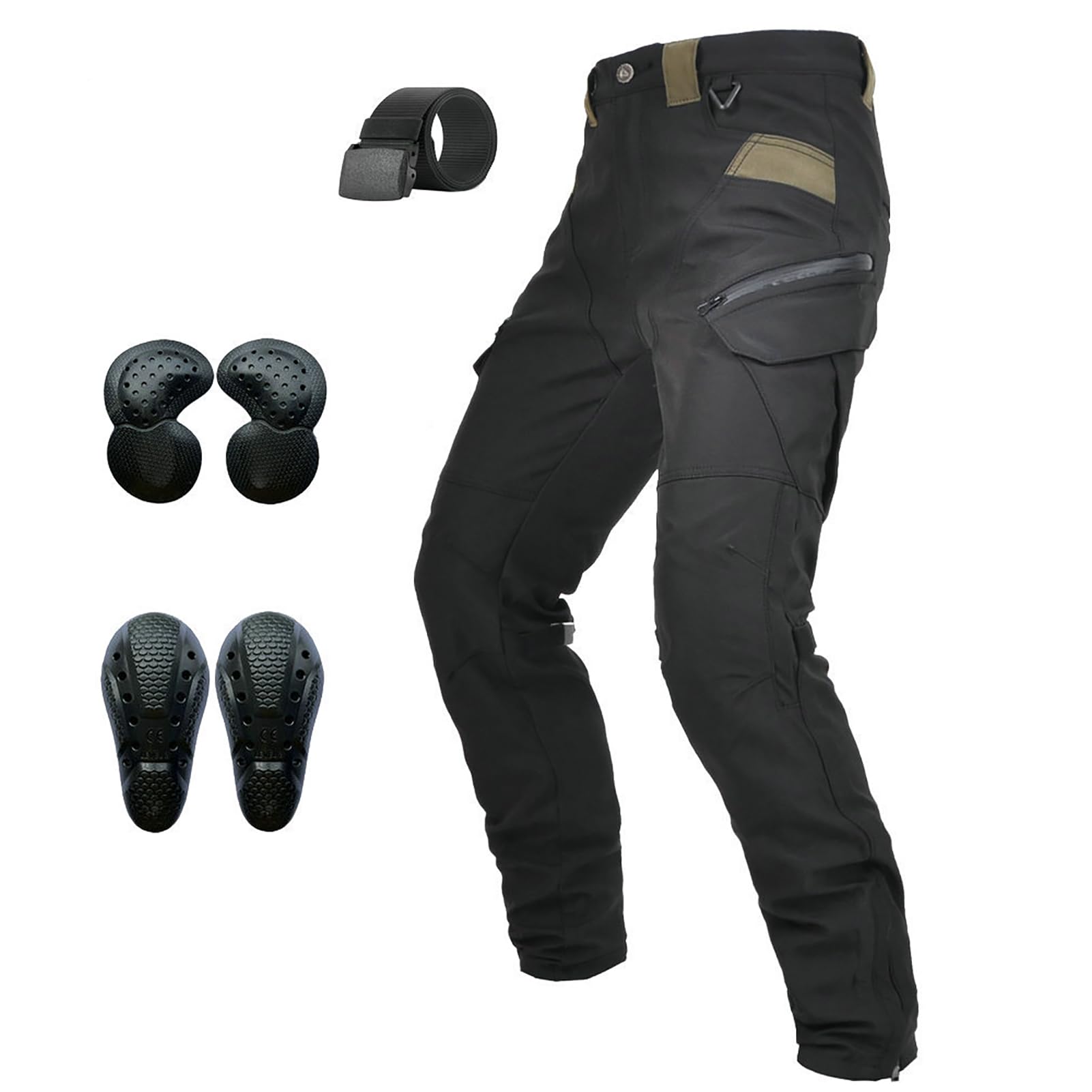 Motorradhose Herren mit Protektoren, Motorrad Jeans Herren, Atmungsaktiv Motorrad Biker Hosen, Motorrad Cargohose mit Abnehmbaren Schutz für alle Jahreszeiten
