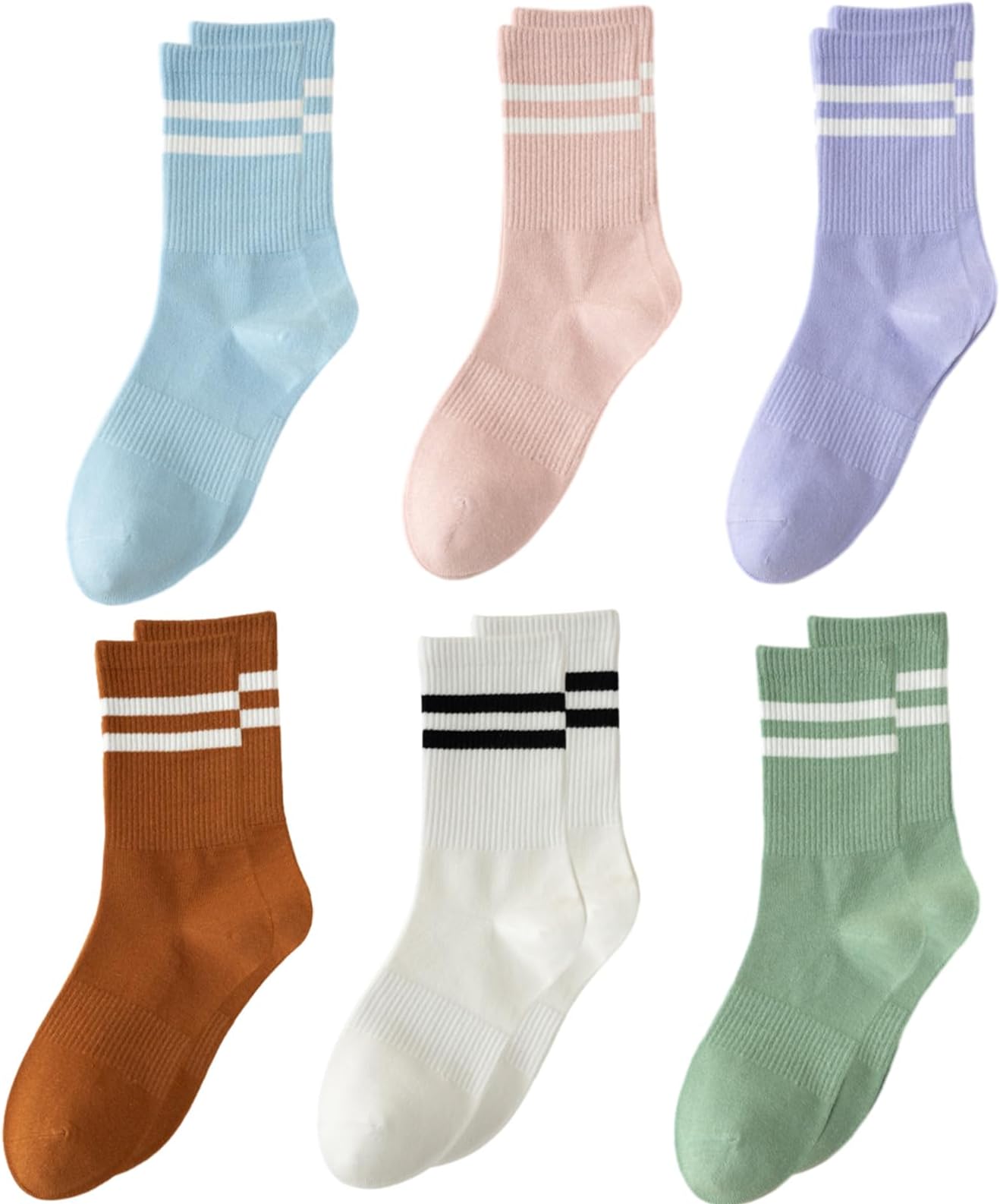 Women's Bamboo Sports Socks 6 Pairs - Ladies Trainer Multipack 4-7 - Breathable Crew Walking Cotton Socks for Women