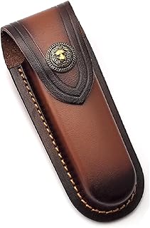 Yoaeyok 1 Pieza Fundas de Cuchillo, Funda de Cuero para Cuchillo Plegable Funda Navaja Retro Bolsa para Cuchillos Funda para Cinturón para Navaja Plegable Fundas para Navajas Marrón