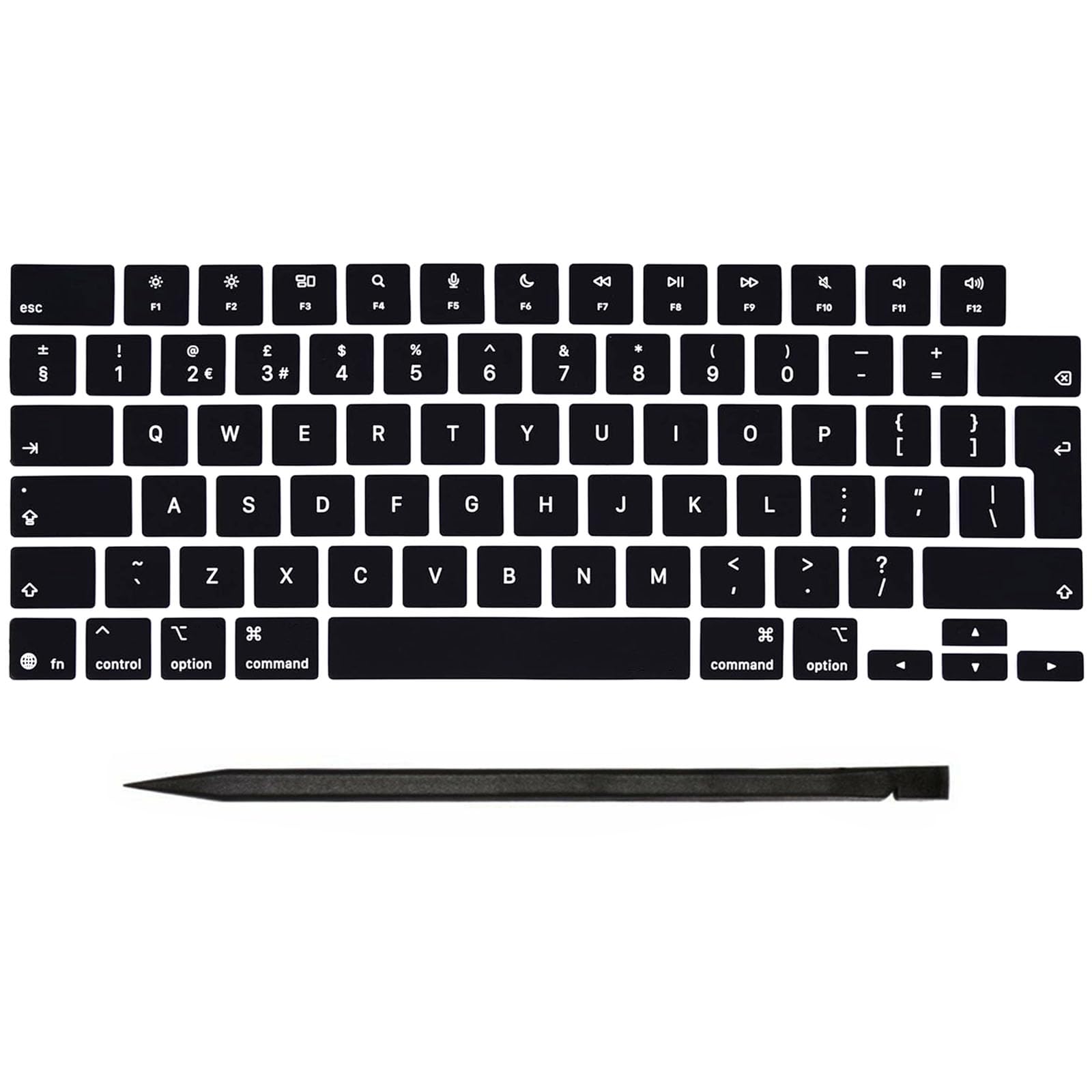Wymienne nasadki klawiszy do MacBooka Air i Pro/Max (M4 M5) 33.0 cm 14 cali 15'' 16'' A3240 A3241 A3448 A3449 A3434 A3428 A3429 (2025-2026) rok (czarne, UK)