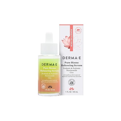 DERMA E Pure Biome - Suero hidratante con niacinamida, suero para la cara con probióticos, prebióticos y cica, fortalece las defensas naturales de