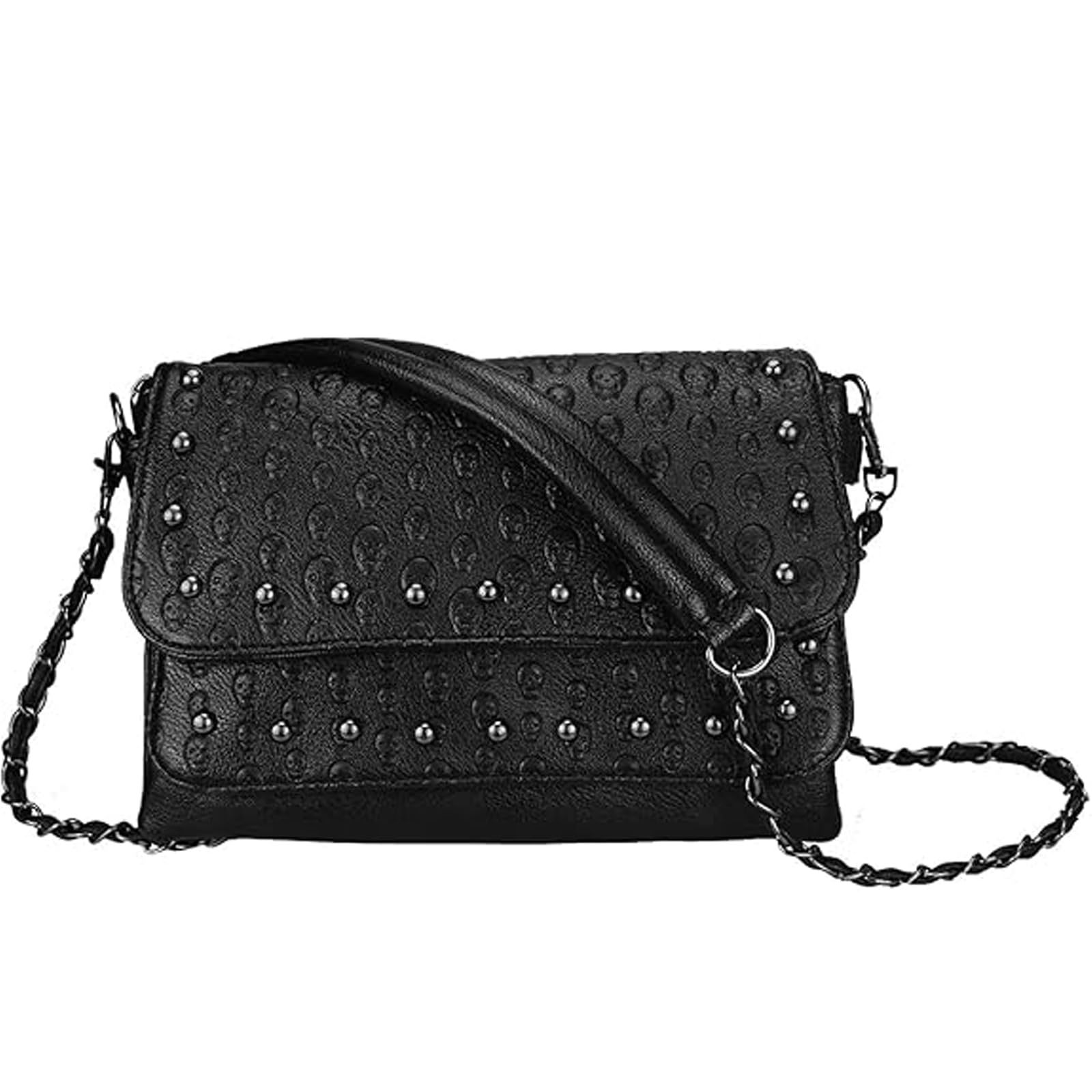 CNAFGBGG Gothic Purse 10.24x7.09x1.18 Zipper Skull Crossbody Bag Portable Shoulder Bag Practical & Lightweight Shoulder Handbag Goth Purses for Women Girls