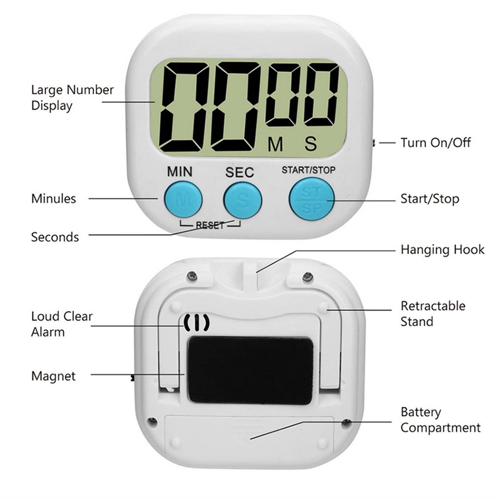 Timer Kuchenny Timer narzędzi kuchennych cyfrowy PROWADZONY Wyświetlacz Timer kuchenny Zegar Gotowy Budzik Budzik Sportowy Kuchnia Zegar Narzędzie Kuchenne Minutniki Kuchenne (Color : D)