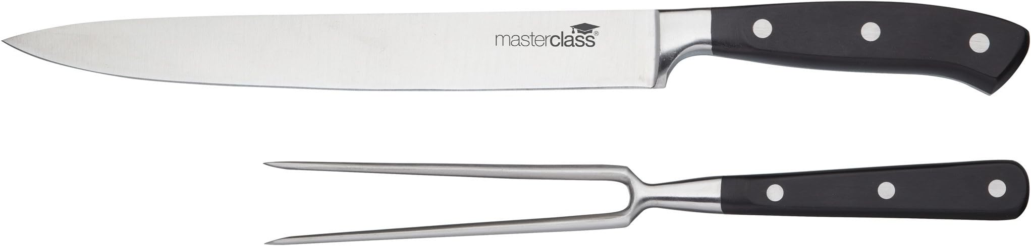 Stainless Steel Meat Carving Set (2 Pieces), Silver/Black
