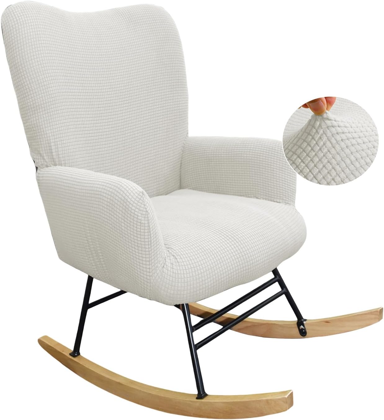 KRFOONN Stretch Nursery Rocking Chair Cover Jacquard Glider Chair Slipcover Modern Accent Chair Cover Recliner Armchair Slipcover Furniture Protector for Living Room Bedroom Offices Reading Chair, 01