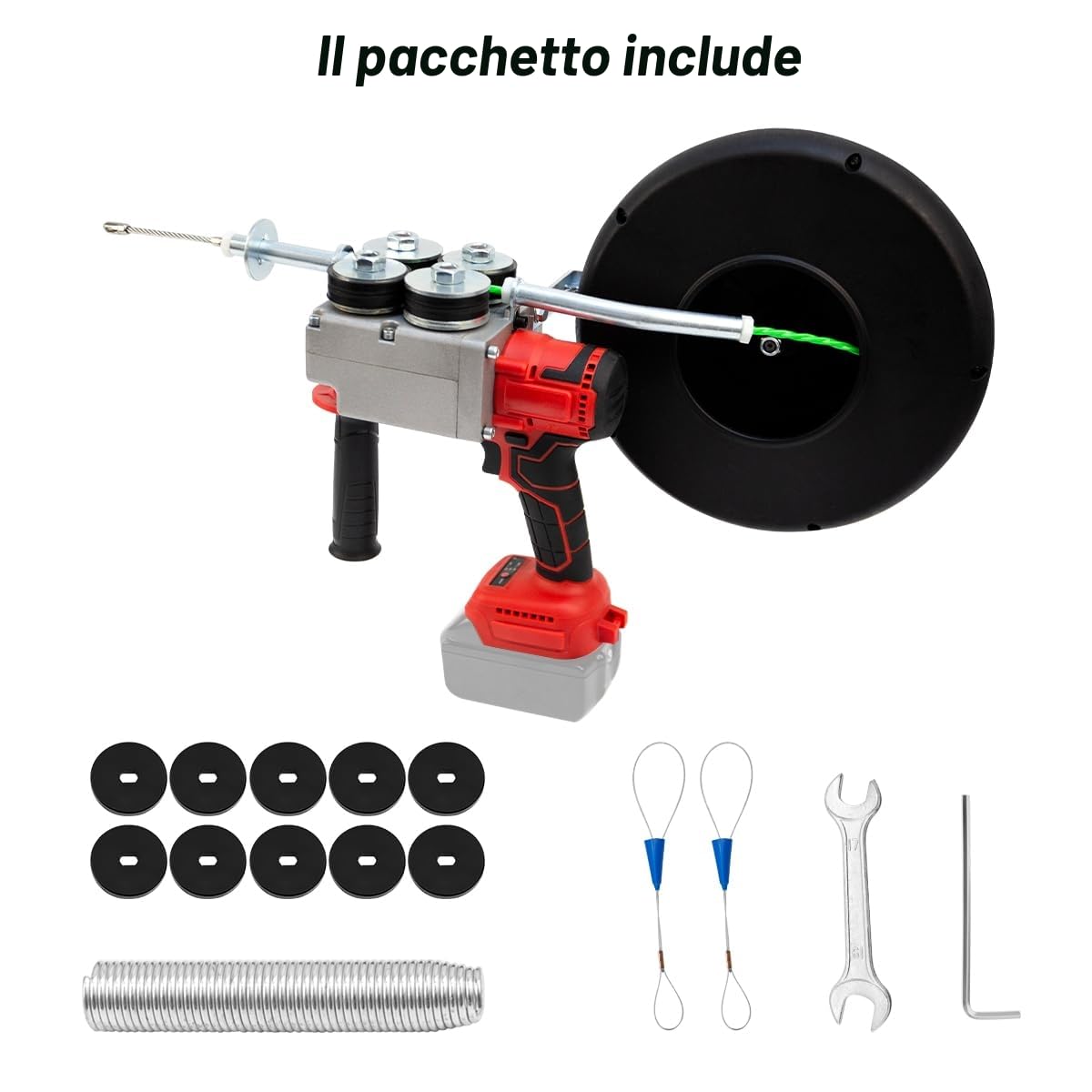 Estrattore Per Cavi Elettrici Senza Fili(Senza Batteria) | Infilacavi da Elettricista per Tubi Nascosti, Macchina per tesare Cavi Automatica, per Elettricisti, Cavo da 50 M