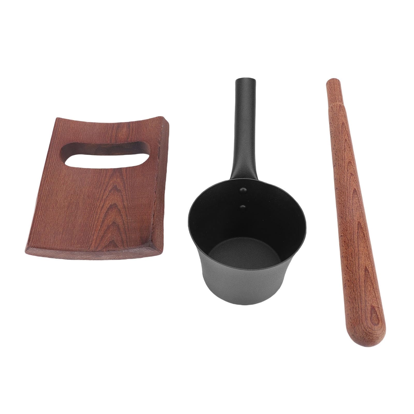 Cubo de Sauna de Aluminio de 5L con Cucharón con de Madera, Juego de Accesorios para Sauna para el Hogar, SPA, Sala de de Aguas Termales Al Aire Libre