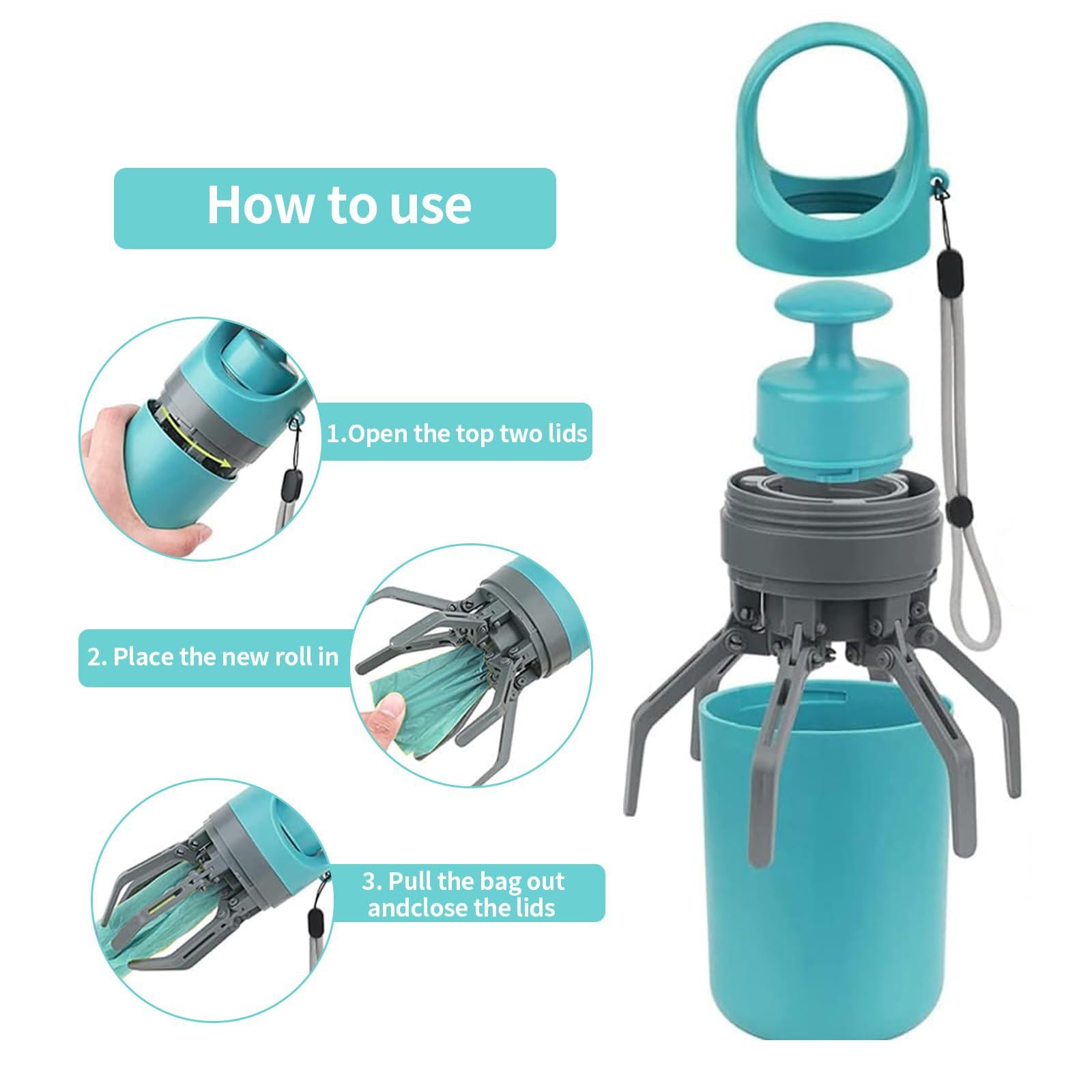 Pelle À Déjections Canines Portable, Pelle À Déjections sans Contact pour Chiens avec Sacs À Déjections Canines Et Rangement Étanche, Nettoyeur Ramassage des Déchets d'animaux pour Chien Taille