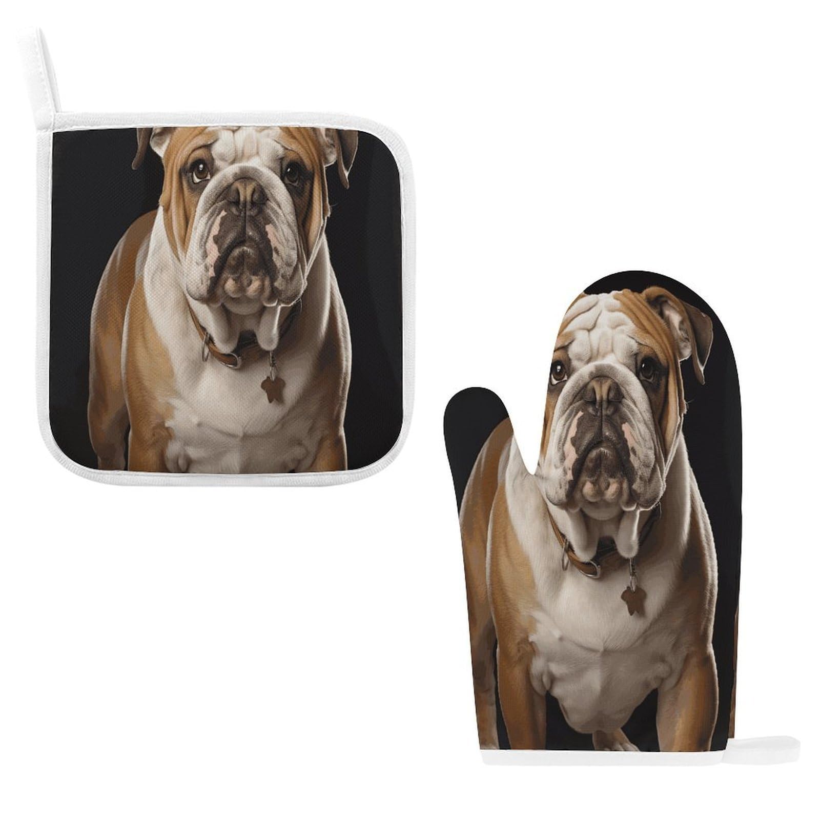 Fodpand Style English-Bulldog Oven Mitts And Pot Holders Sets