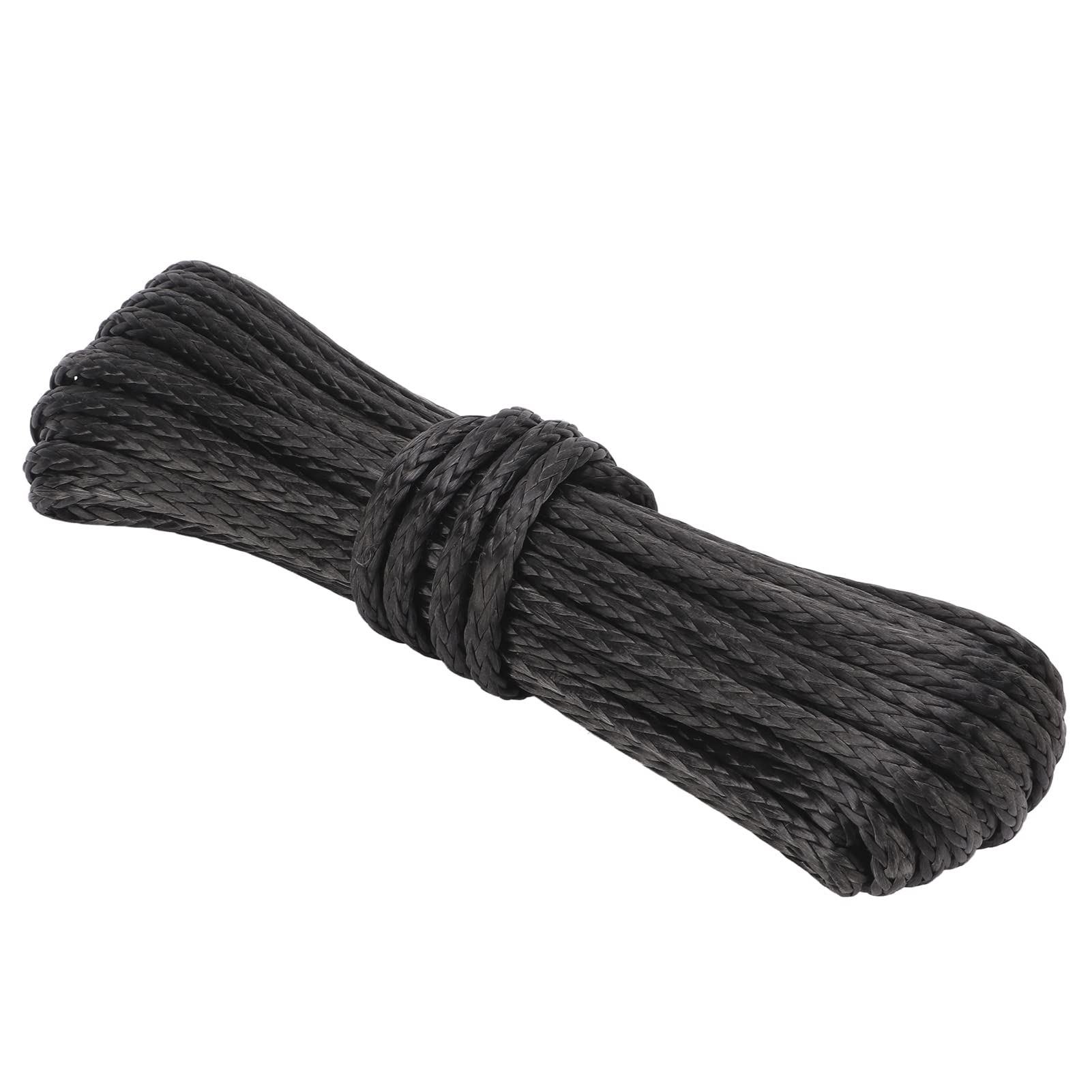 Tbest Remolques Winch Cuerda 15M 50ft Nylon Negro Desgaste Resistente Sintética para SUV Camión ATV UTV Reemplazo Cable Alambres