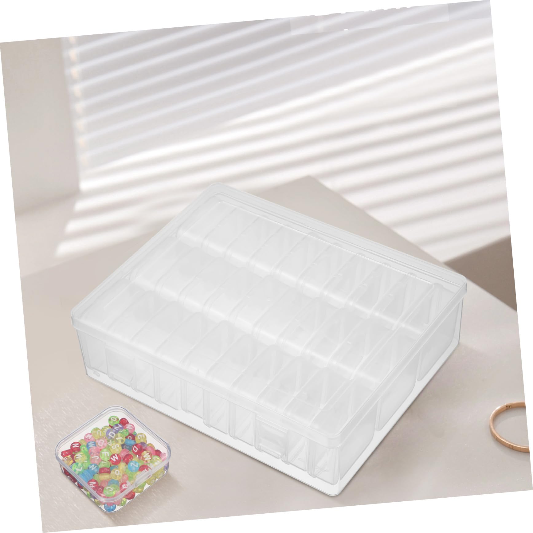 2 Ensembles Boîte Rangement Transparente avec Compartiments Plastiques pour Bureau et Loisirs Organisateur pour Bijoux Perles et Fournitures de Bricolage