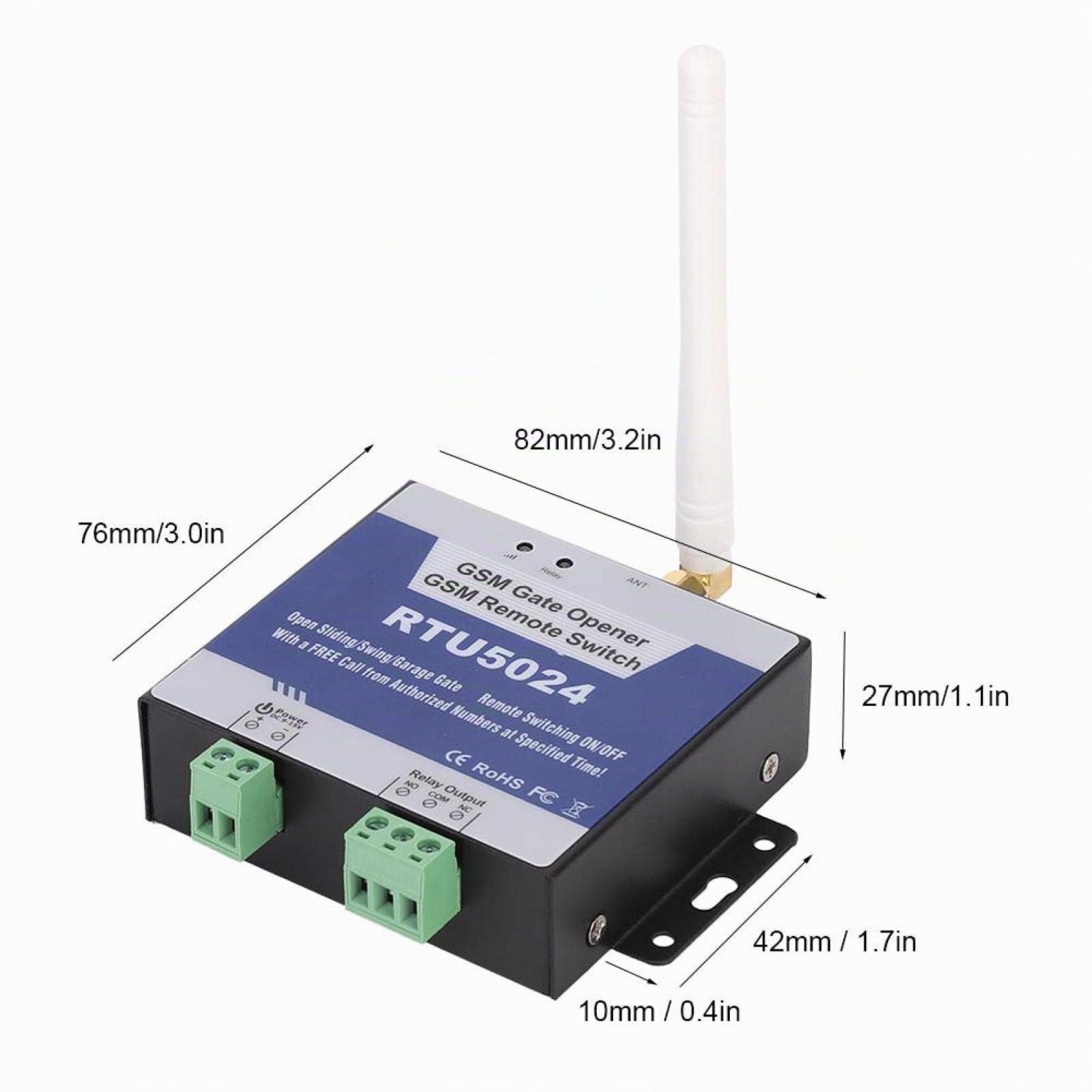 RTU5024 Actualización GSM Abridor Puerta GSM Abridor Puerta Garaje Control Remoto, Interruptor Apagado Llamada Gratuita SMS, DC 9‑24V Interruptor Relé Control Remoto Inalámbrico
