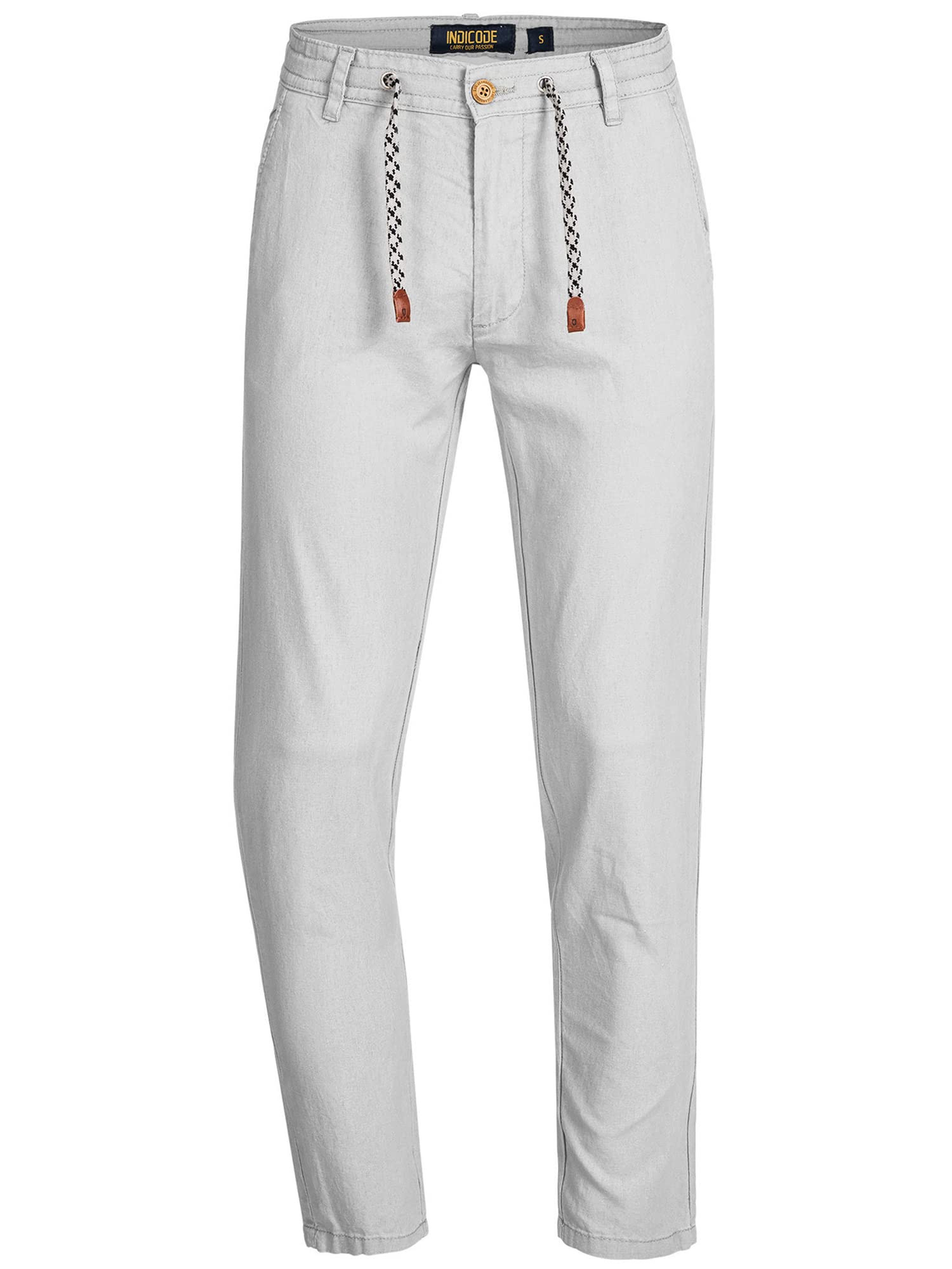 Indicode Hombres Veneto Pantalón de Tela de Lino y algodón