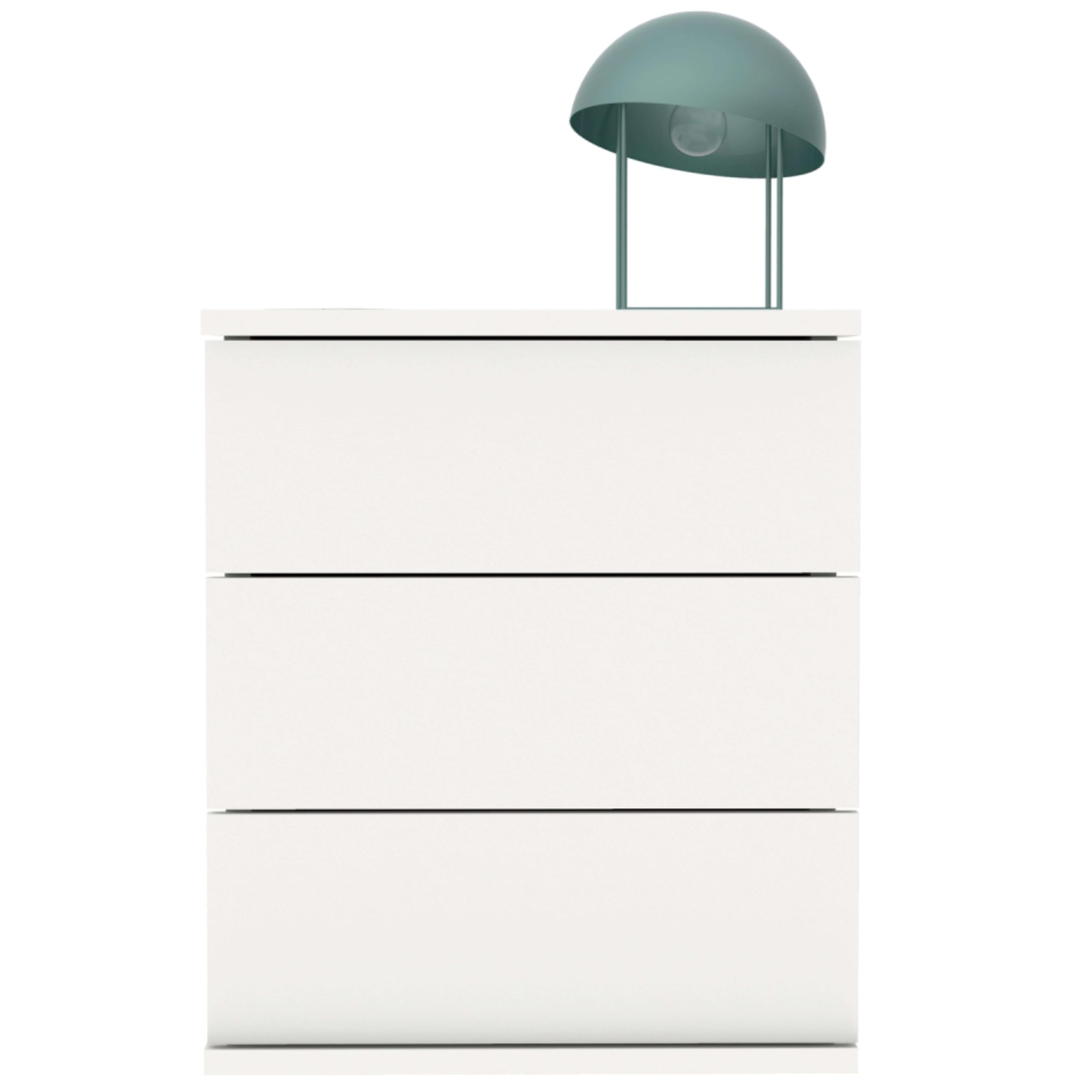 Muebles Pitarch | Comodino 3 Cassetti con Guide Metalliche, Bianco, 48,5x41x40 cm (altezza x larghezza x profondità), Piccola Cassettiera, Moderna, Modello Dana