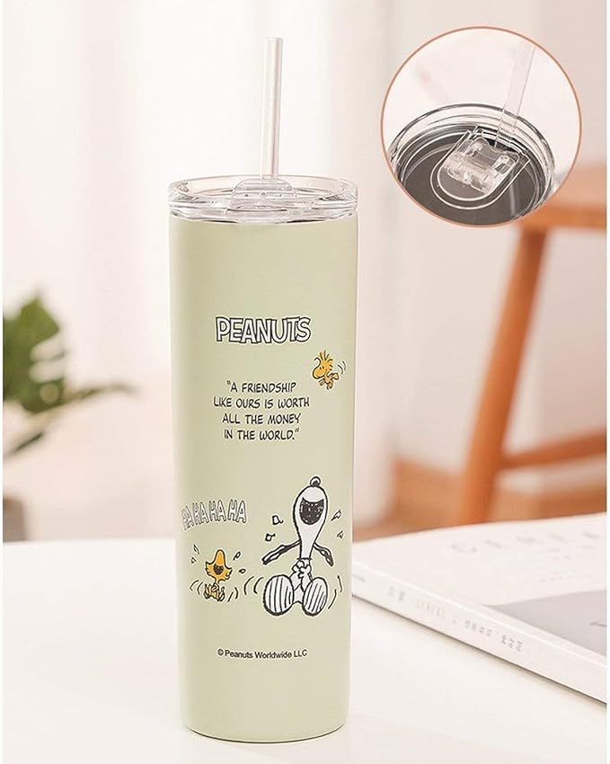 Amazon スヌーピー Snoopy ストロー付き 保冷 保温 蓋付き 水筒 マグボトル タンブラー 直飲み ステンレス アウトドア スポーツ 可愛い グリーン 水筒 マグボトル オンライン通販