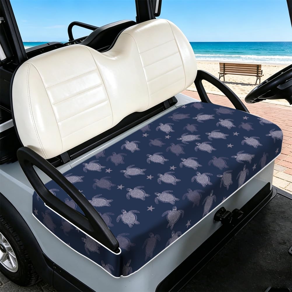 TNKBREEZE Turtle Golf Cart Seat Covers Tropical Universal Seat Towel Blanket for Most 2-Seater Breathable Washable Animal Theme Golf Cart Accessories Protect Cover 51x31inch