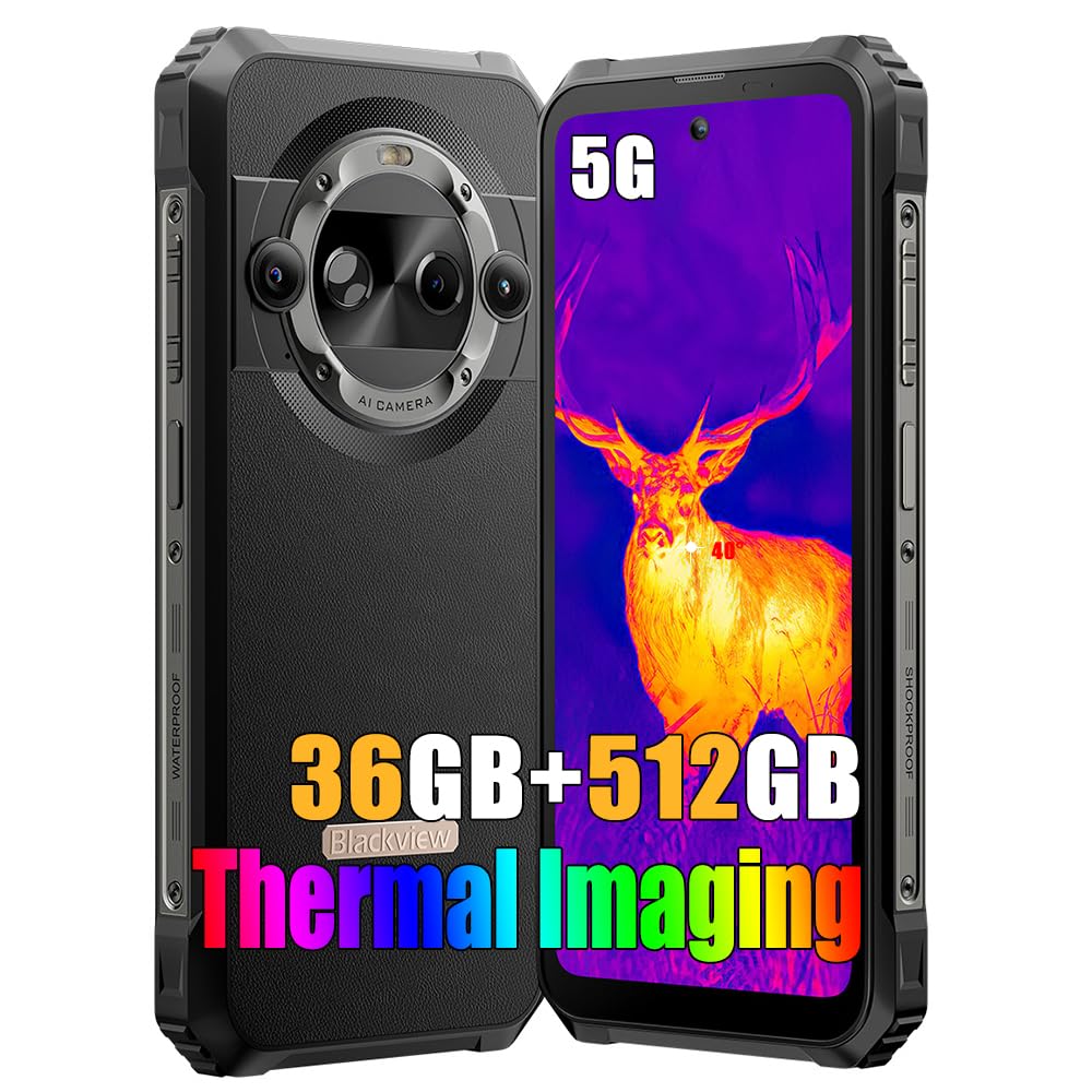 Blackview BL9000 PRO 5G Rugged Smartphone, 36GB+512GB Dimensity 8020 Android 14 Telefono Robusto, Termocamera+50MP, 8800mAh, 6.78" FHD+ 2.4K Cellulari Resistente IP68, 4G&5G,NFC,OTG,GPS, Nero