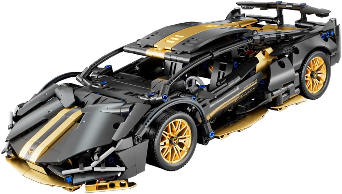 Sport Car Building Block Sets for Adults,Technical Black Race Car Collectible 1:14 Model Scale MOC Engineering Toys Kits Birthday Gifts for Boys Men Teens Car Fans Age 8+ 8-12 12 13 14 14+