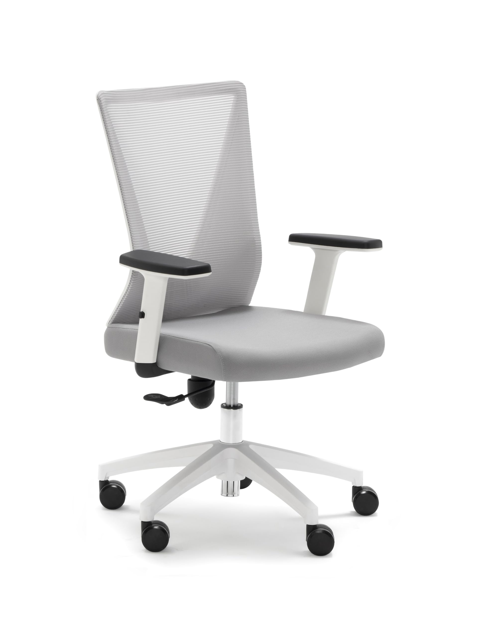 Euromof Silla de Oficina operativa. Modelo Tirana. Original, Brazos 1D, Mecanismo Contacto Permanente liberado. 2 Versiones de Color. (Blanco)