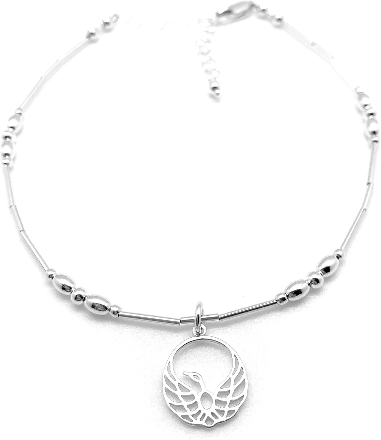 Handmade Phoenix Sterling Silver Anklets for Women - Adjustable Phoenix Rising Above Charm Ankle Bracelets for Women - Perfect Beach Anklet Gift and Gift for Her