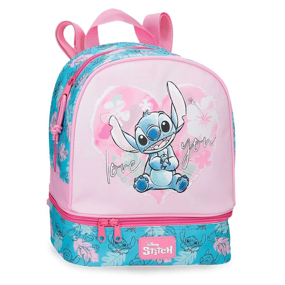 Disney Heart Stitch Zaino per bambini, zaino per la scuola, realizzato in poliestere, tasche laterali, spalline larghe regolabili, maniglia superiore per appenderla, sistema magic Fix., Rosa, Taglia