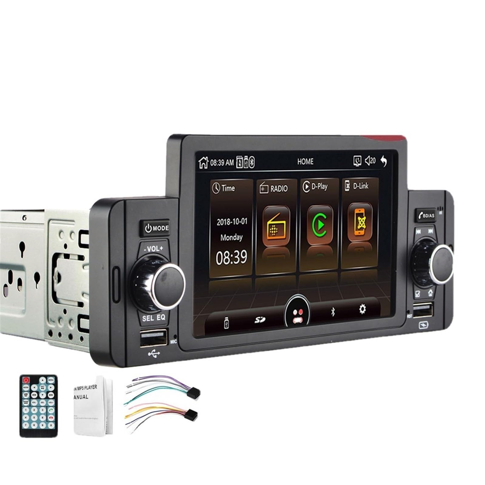 1Din Radio samochodowe IPS MP5 Odtwarzacz multimedialny Bluetooth Autoradio Stereo Video Mirror Link 1 Din Nissian Odtwarzacz wideo do samochodu(1 din radio)