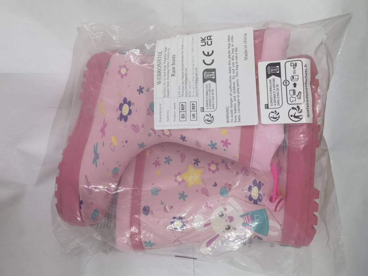 Botas de Agua Niña Niño Estampado de Unicornio Dinosaurio Conejito Tiburón Impermeables Zapatos de Lluvia con Cordones