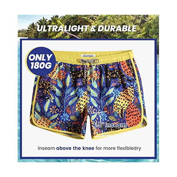 MaaMgic Mens Boys Vintage Swim Trunks with Mesh Lining Quick Dry Swim Suits Board Shorts,Black Leopard,Large - Image 7