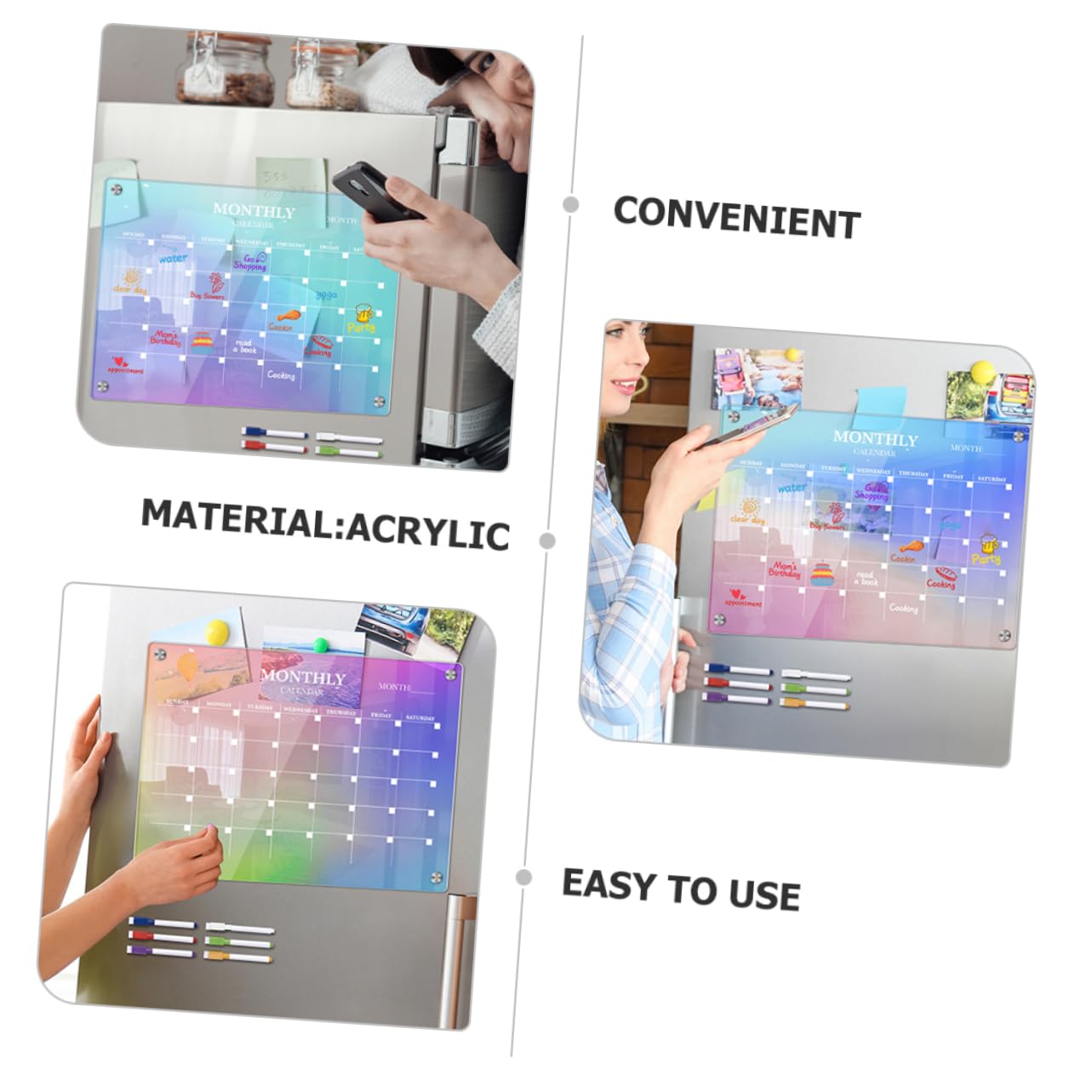 Magnetische Acryl Planungstafel Monatsplaner für Kühlschrank