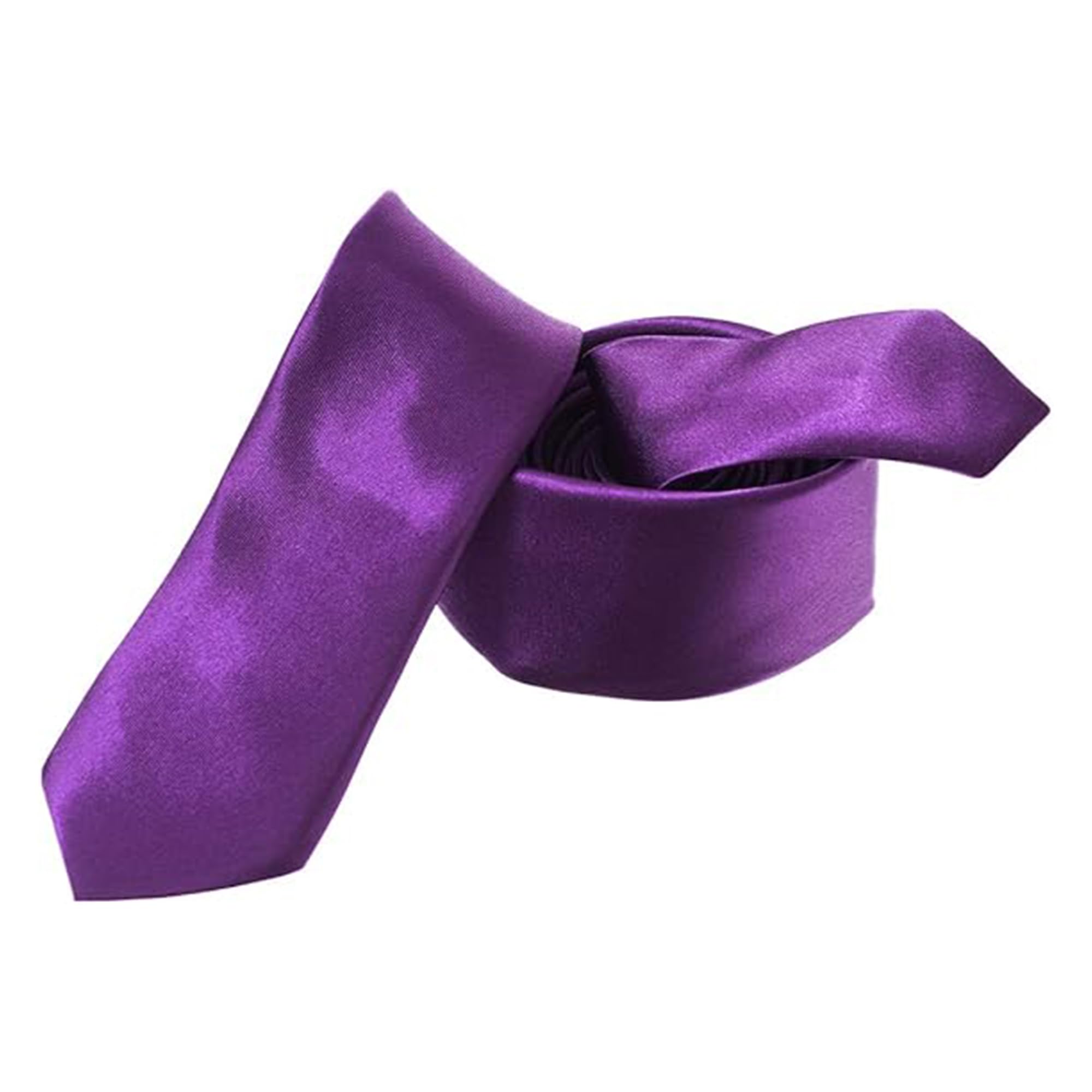 WEDDECOR Men's Silk Satin Slim Tie, Light Purple, 28 in