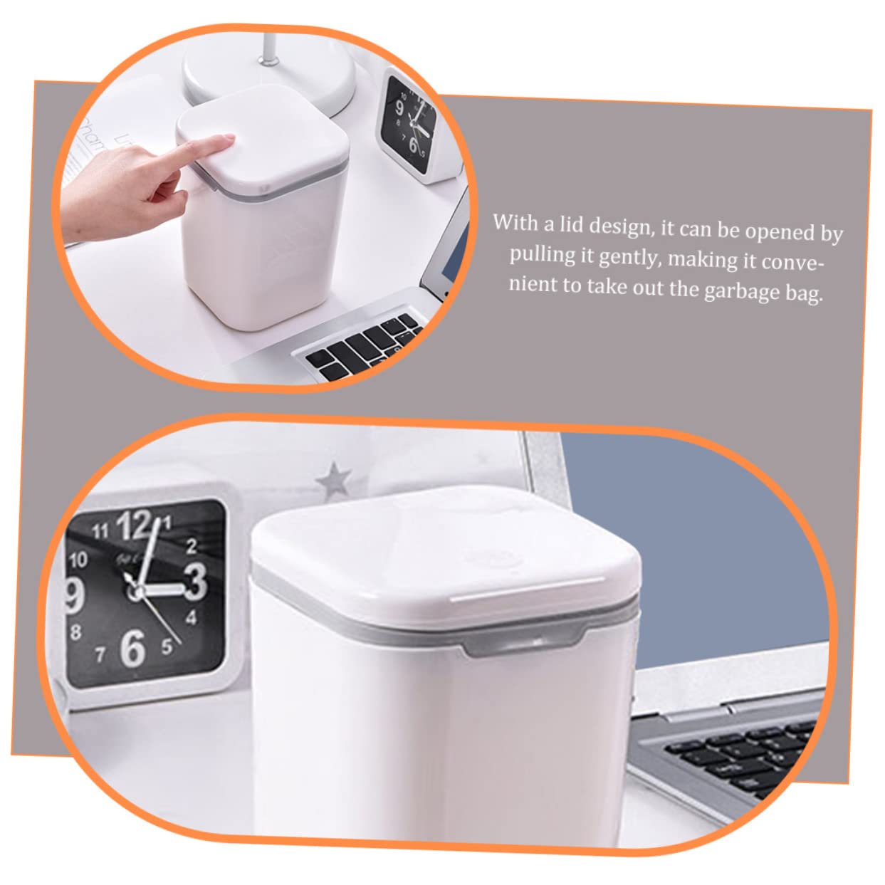 MAGICLULU Elegant Desk Top Trash Cans 2pcs Mini Office Garbage Can Lid Creative Decorative Bin for Home