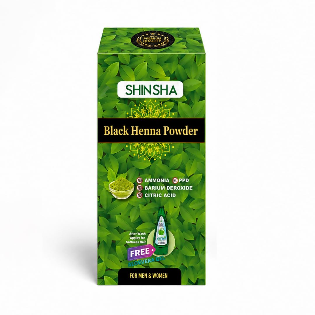 Black Henna Powder for Hair | Herbal Hair Colour | For Men & Women | Free Aloe Vera Gel-picture-54