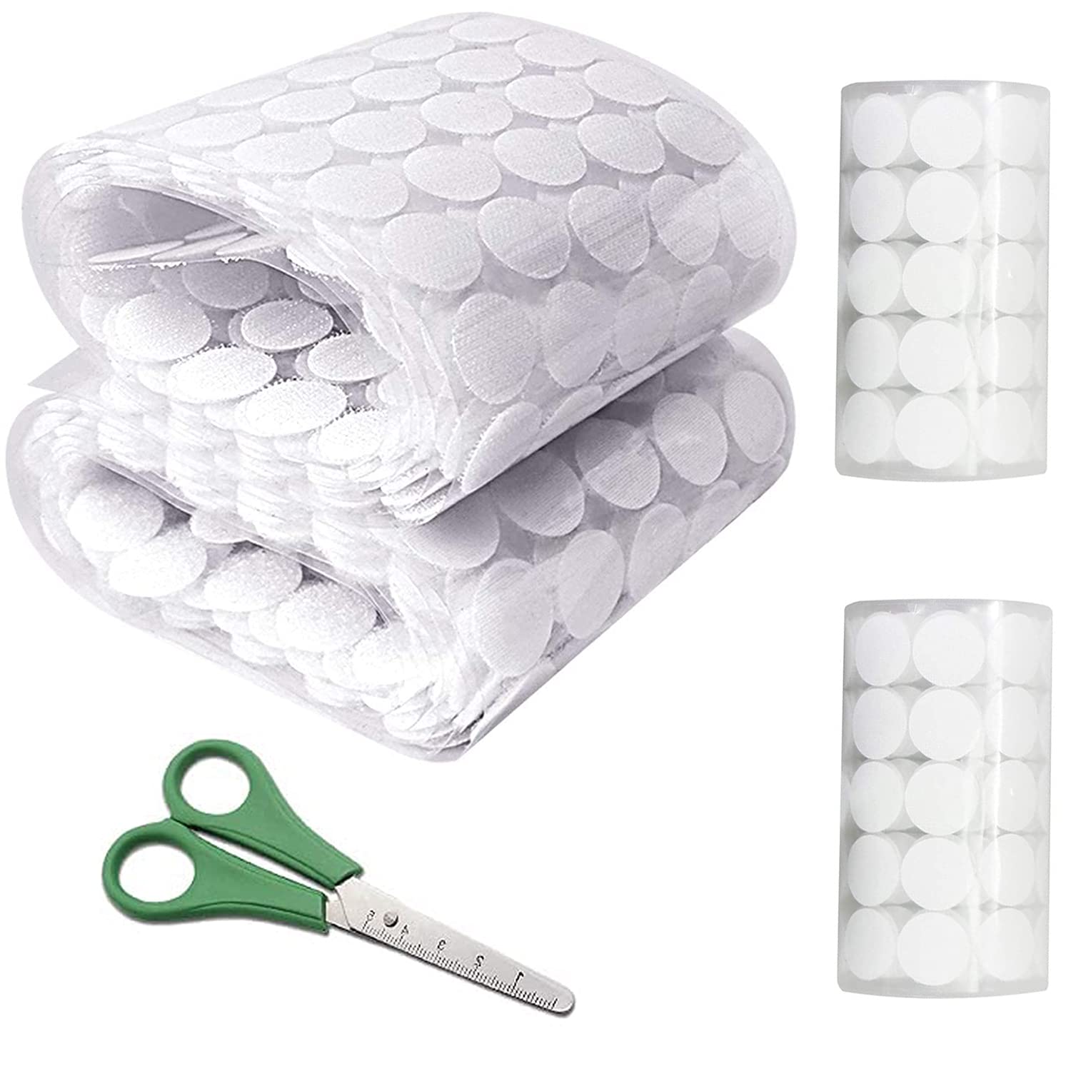 Amoued 400pcs(200 Pair) 3/4" Diameter Sticky Back Coins Hook & Loop Self Adhesive Dots Tapes, Strong Waterproof Velcro Sticky Dots for DIY Crafts Office Classroom (White)