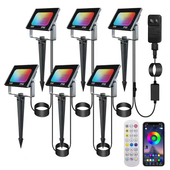 Buy 10W RGBIC Color Changing Landscape Lighting, APP and Remote Control Smart Stage Lights