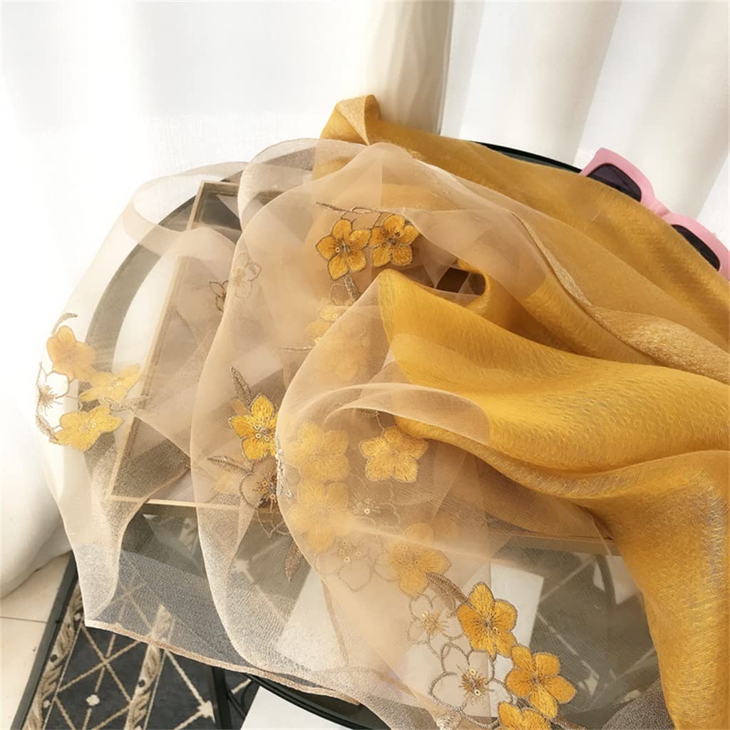 Pañuelos de Seda Bordados para Damas Pañuelos Finos Pañuelos de Seda Largos versátiles Accesorios (D 190 * 70 cm)