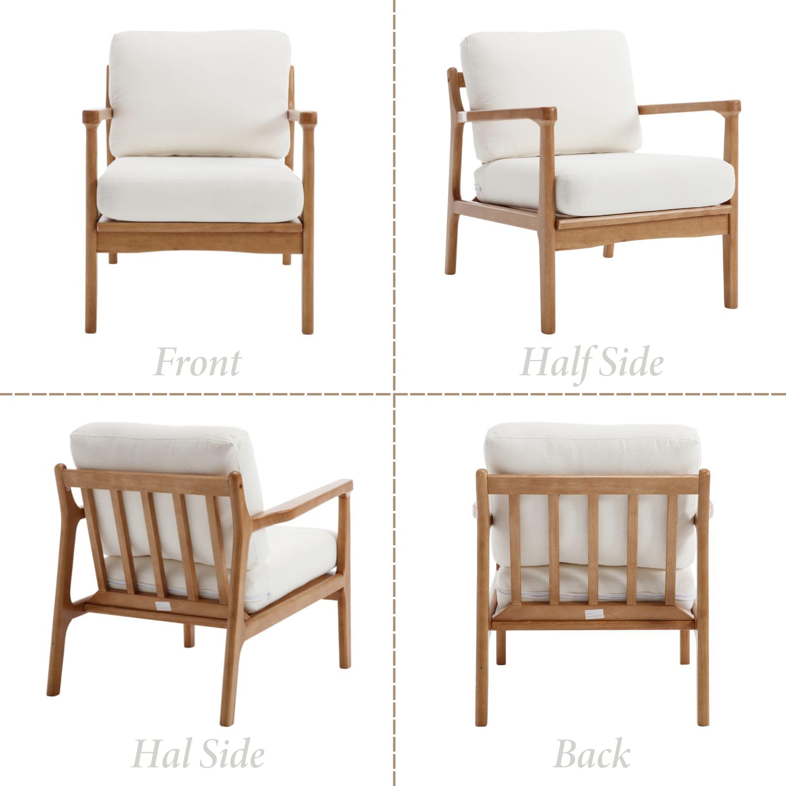 Ya-Home Poltrona Imbottita Sedia da Salotto in Tessuto di Lino Poltroncina Moderna con Struttura Legno Massiccio Sedie Imbottita con braccioli per Camera da Letto/Soggiorno, Beige