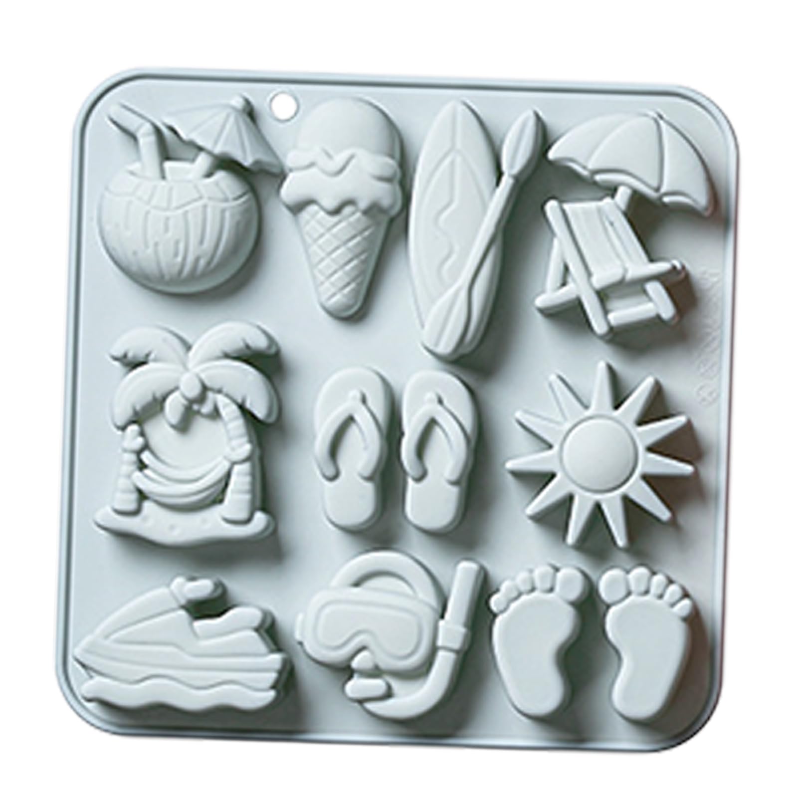 LWHZOFR Dessert Silicone Tray 12 Cavity Beach Theme Mold for Chocolate Wax Melt Soap Resin Projects