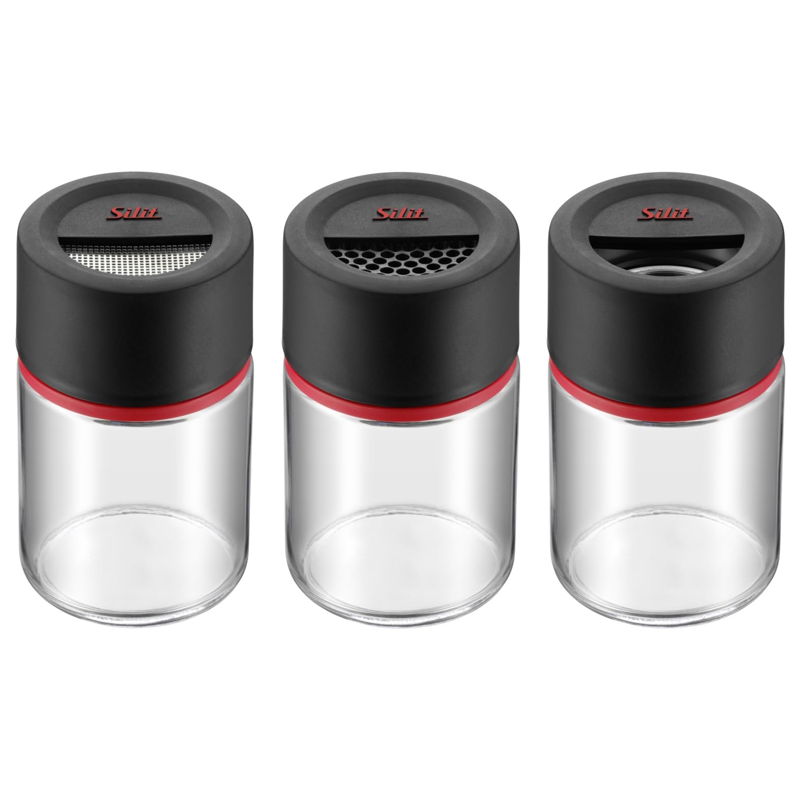 Silit Storio Gewürzstreuer Set 3-teilig, 100ml, Gewürzdose, Gewürzstreuer, Gewürzglas, Glas, Kunststoff, spülmaschinengeeignet